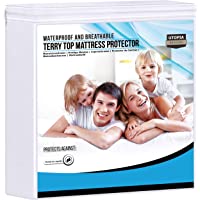 Los mejores  - Ropa de Cama Utopía Premium 200 gsm 100% Impermeable Protector de colchón- Funda de colchón de Rizo de algodón…